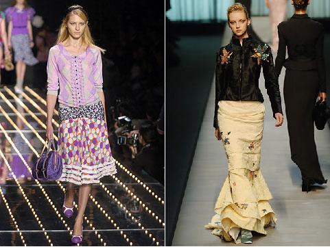 De la stanga la dreapta: Louis Vuitton S/S 2006, Rochas A/W 2005