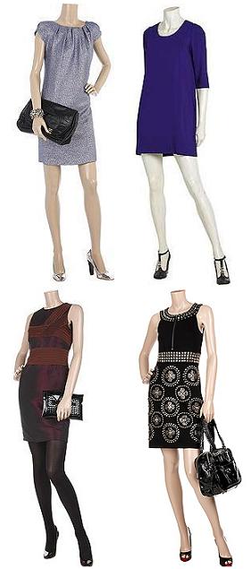 Rochii shift si sheath: sus Lela Rose si Chloe; jos Proenza Schouler si Diane von Furstenberg